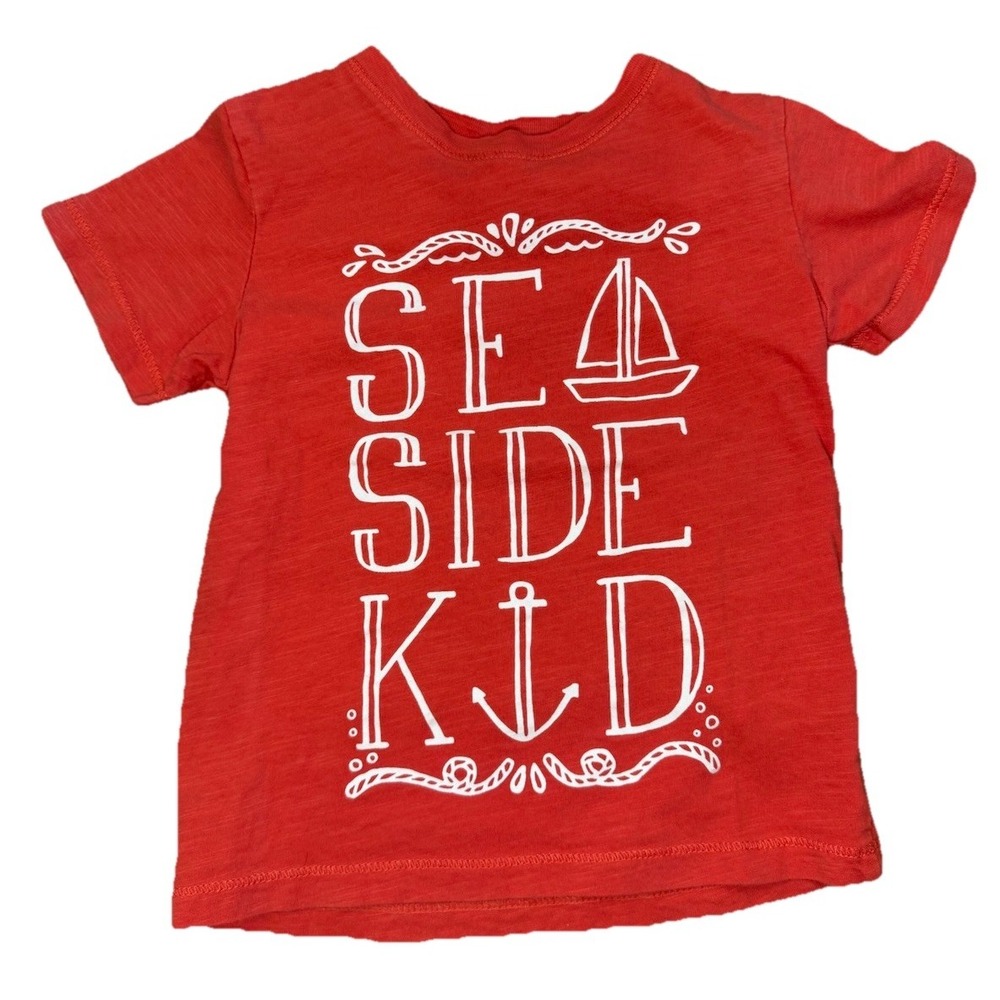 H&M Seaside Kid Red Graphic Tee Kids Toddler 12-18M Nautical Sailboat Summer